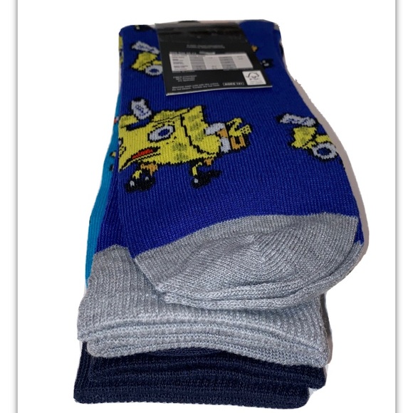 SpongeBob Crew Socks 2 Pair Men 8-12 Green Blue Nickelodeon Square Pants NEW! - Picture 11 of 12